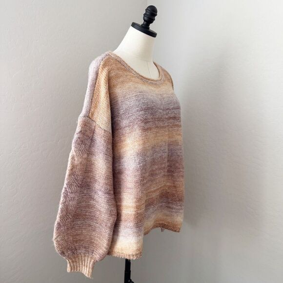 LC Lauren Conrad Braided Cable Sleeve Detail Knit Sweater Ombré Cozy Oversized - Picture 6 of 8